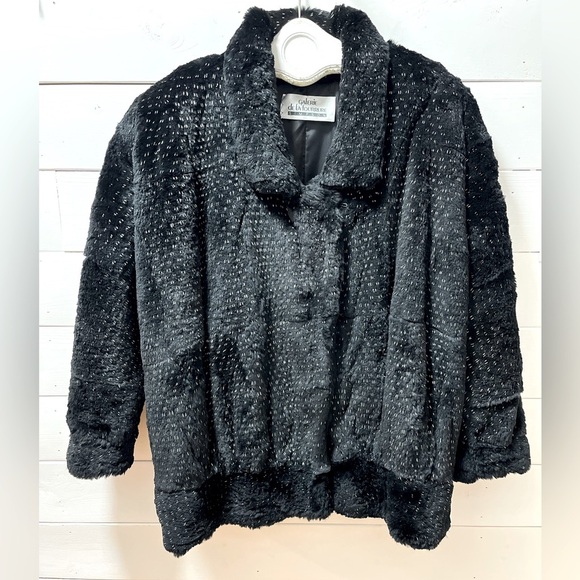 GALERIE DE LA FOURRURE Black Rabbit Fur Coat - Size M - Picture 1 of 16